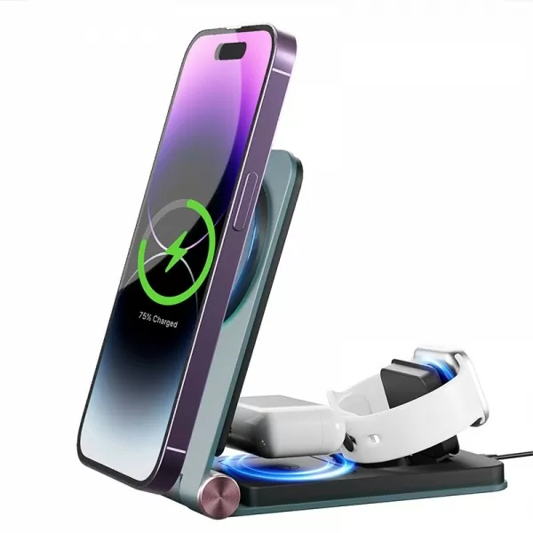 Incarcator Wireless Cellara 3 In 1 Foldabil - Negru